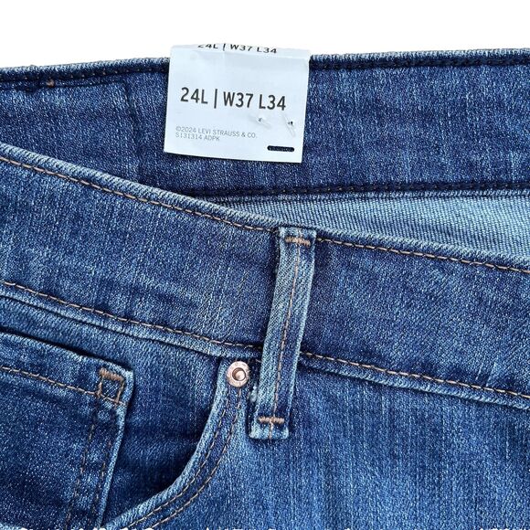 Levi Strauss Jeans Women Size 24L Mid-Rise Straight Leg Blue Denim Soft Stretch - Picture 8 of 8